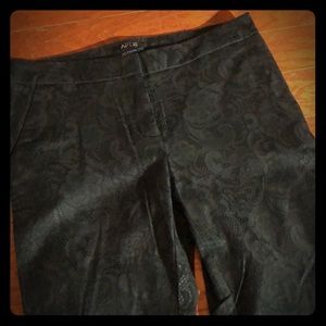 Black slacks with lace detailing